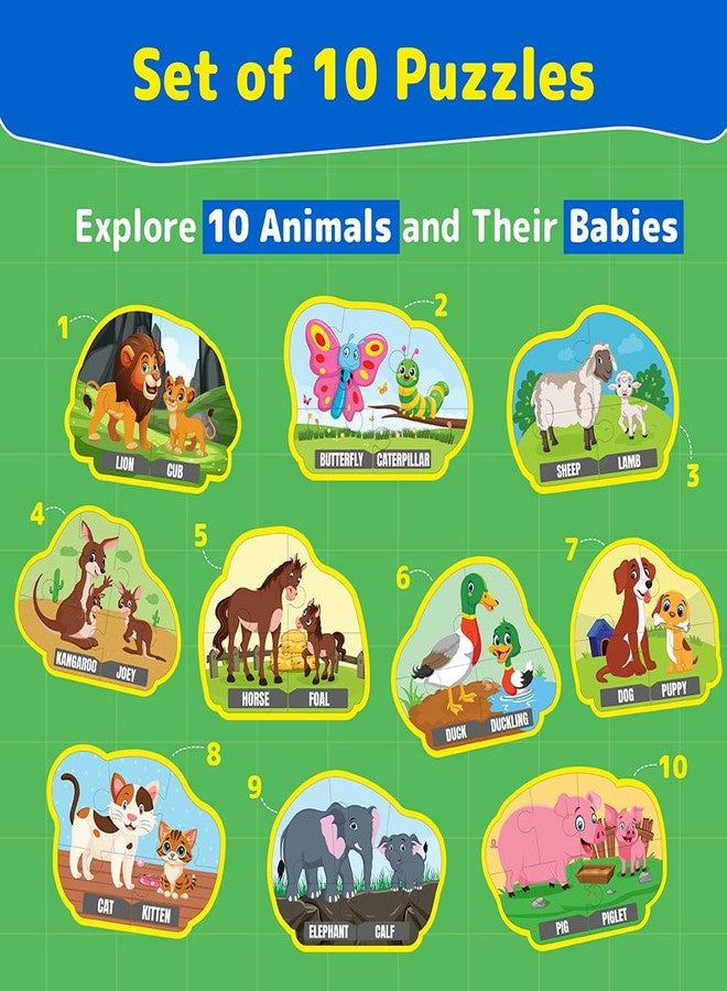 Funtad PuzzleUp Learn Animal Babies | 10-in-1 Entry Level Puzzle | 45 Big Size Jigsaw Pieces | Montessori Educational Toy to Improve Memory & Unlock New Words |Gift for Boys & Girls Age 3, 4 & 5 yrs - Image 3